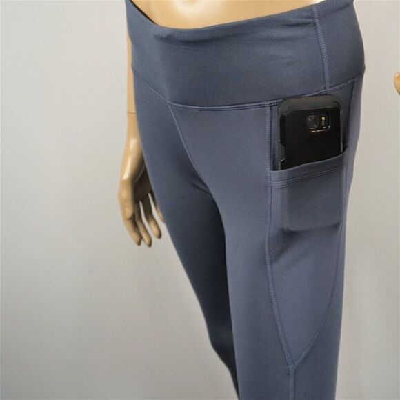 FitsT4 High Waisted Yoga Legging Gray Workout Pants Phone Pockets Womens Sz M - Picture 4 of 9